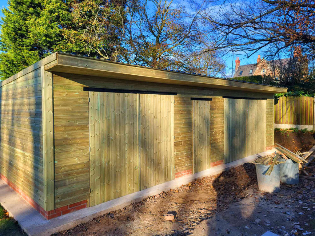 brand new ground storage shed installed at Alvanley Cricket Club