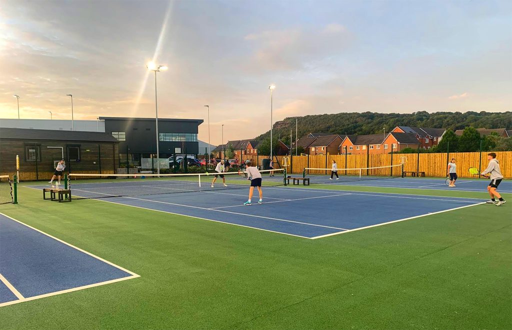 floodlit tennis courts