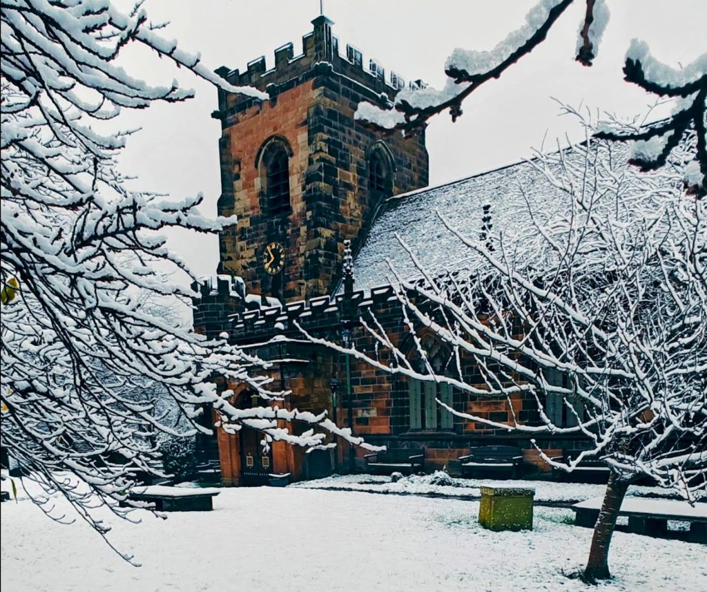 St Laurence Church Frodsham Cheshire Snow Winter