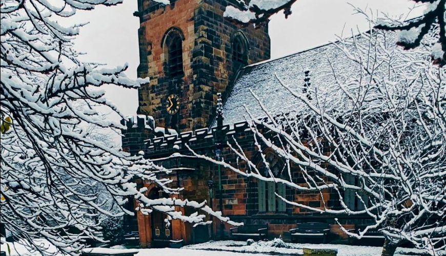 St Laurence Church Frodsham Cheshire Snow Winter